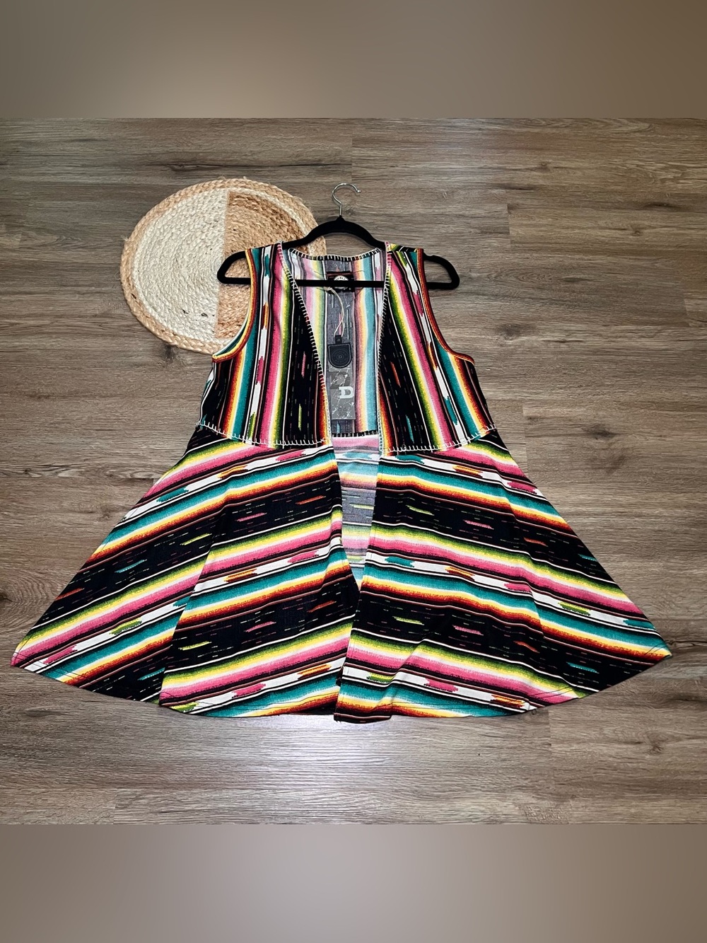 DOUBLE D RANCH Multi-colored Striped Serape Vest NWT